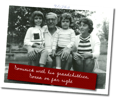 Dominick with his grandchildren. Donna on far right